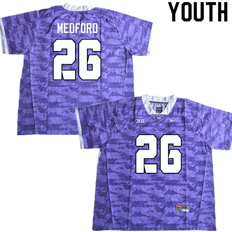 Youth #26 Caleb Medford TCU Horned Frogs College Football Jerseys Sale-Purple Limited